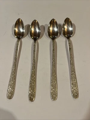 4 CUCHARAS DE TÉ HELADO NARCISSUS NARCISSUS Sterling National Silver Co 7" sin mono Foto 1 de 4