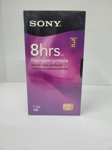 NEU Sony T-160 PREMIUM Grade 8 HR VHS Videorecorder leere Kassetten 3er Pack - Bild 1 von 4