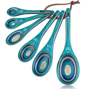 Juego de 6 cucharas medidoras, cucharas medidoras únicas Pakkawood incluye 1/8 cucharadita... - Imagen 1 de 7