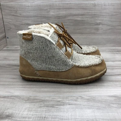 Minnetonka Zapatillas Mujer 6 Marrón Con Cordones Mocasín Forrado Zapatilla Botines Foto 1 de 4