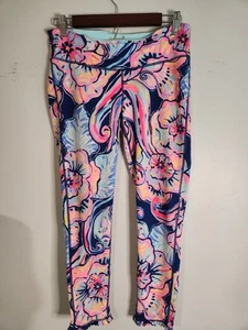 Lilly Pulitzer Luxletic Leggings Medium Multicolor Cropped Ruffle - Picture 1 of 8