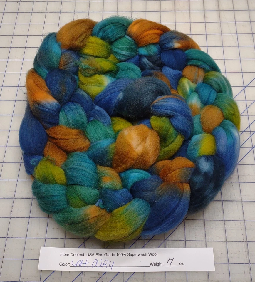Superwash Fine Wool Top Roving Spinning Handpainted Dyed USA Mt. Airy - Image 1 of 1
