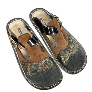 Alegria ALG-916 Classic Suede and Patent Multi-Tone Leather Clogs Slip On 39/8.5 - Picture 1 of 8