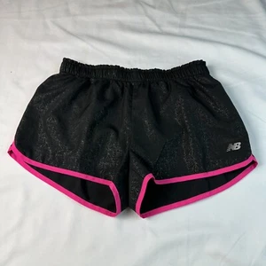 New Balance Lined Running Shorts Women Sz S Black Pink Geometric Athletic Shorts - Picture 1 of 8