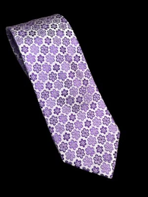 Geoffrey Beene Necktie - Purple / Violet / Floral / Flowers 59” Tie - Image 1 of 4