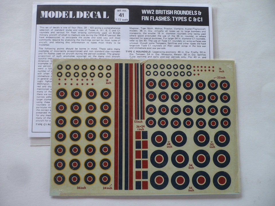 DECALCOMANIE MODEL  DECAL POUR MAQUETTE AVION 1/72 COCARDES RAF WW2 - Photo 1/1