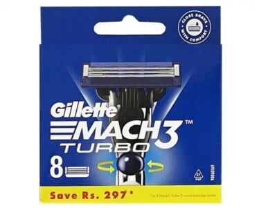 Cartuchos de recarga de lâmina de barbear Gillette Mach3 Turbo 8 unidades para homens - Imagem 1 de 2