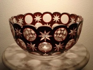 Ajka Crystal Exceptional Ruby Cut To Clear Lead Crystal Bowl - Picture 1 of 3