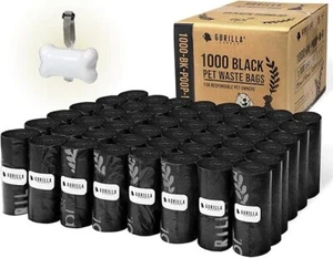 Dog Poop Bags with Dispenser & Leash Tie, 9"x13", 1000 Count - CHOOSE COLOR - Picture 1 of 16