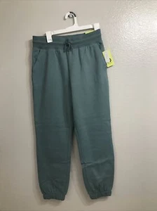 Womens sz M All In Motion Jade Green High Rise Fleece Jogger Pants New F1016 - Picture 1 of 11