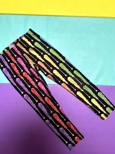 Terez Girls Black “Rock Candy” Leggings – Size 6 – Fun Colorful Print - Picture 1 of 3
