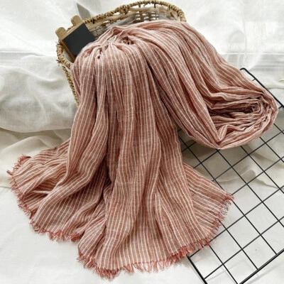 Bufanda de algodón y lino bufandas a rayas unisex para hombre chal bufanda envolturas para la cabeza 9 colores Foto 1 de 4