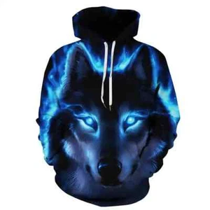 Hot BLUE WOLF Hooded 3D Print Fashion Hoodie Sweater Pullover Top - Bild 1 von 2