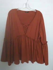2X ~ LATTICE & BELL SLEEVES ~ Top Women's Plus ~ Shein Curve - Picture 1 of 6