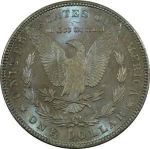 1896 P Morgan Silver Dollar MS Mint State Bright Satin Blue Toned Reverse NG-273 - Picture 1 of 3
