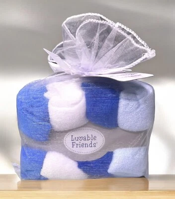 "Paquete de 24 paños Luvable Friends 9"" X 9"" azul blanco nuevos en paquete" Foto 1 de 4