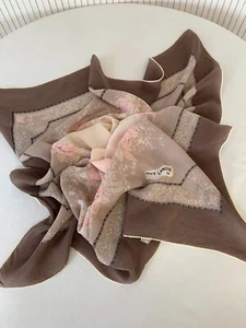 Foulard carré de soie Vintage Guy Laroche Fleurs Papillons Cadeau Femme FO694 - Imagen 1 de 12