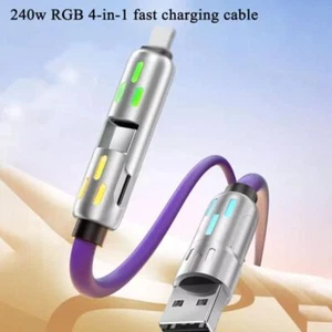4 in 1 Universal MAX 240W USB Charging Cable Fast Charging Charger Cord 1/2Meter - Picture 1 of 16