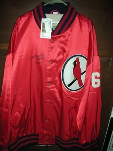 NWT., ST. LOUIS CARDINALS, STAN MUSIAL SIGNED JACKET, SIZE 60, MITCHELL&NESS - Picture 1 of 10