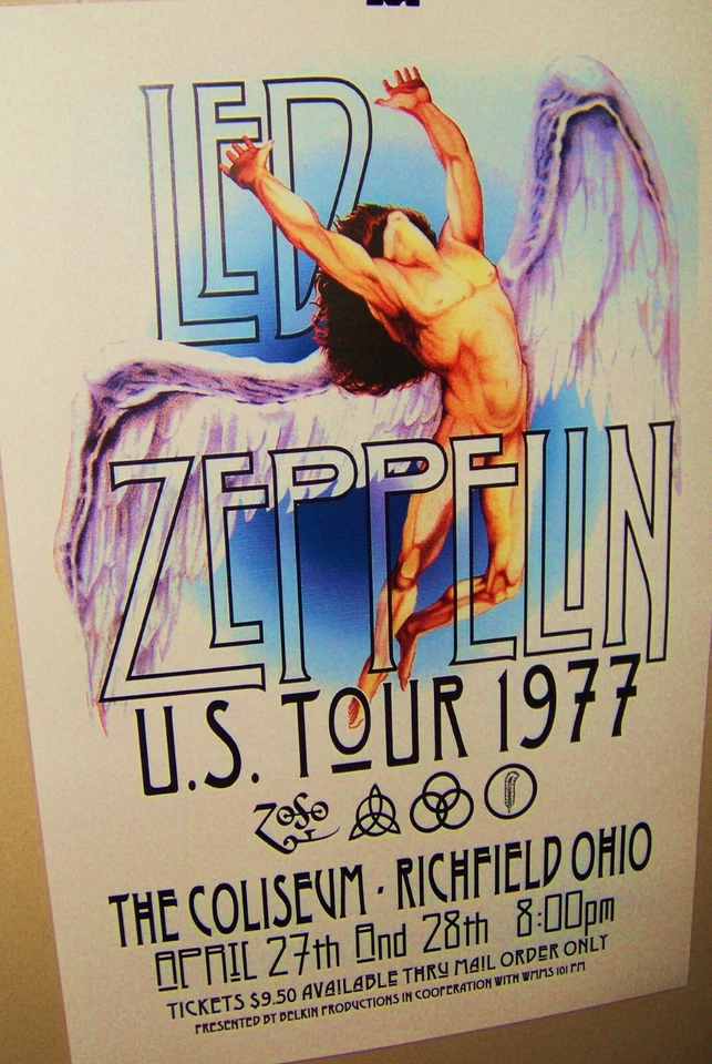 LED ZEPPELIN in Concert RP Poster U.S.Tour 1977 SWAN SONG Richfield Ohio COOL - Image 1 of 1