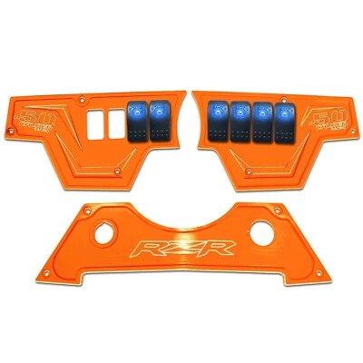 CNC Dash Panels 3pc & 6 Rocker Switches for RZR XP1000 Turbo S 900 1000 Orange - Image 1 of 4