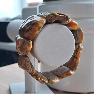 Vintage Genuine Baltic Amber Stone Huge Stretch Bracelet - Picture 1 of 10
