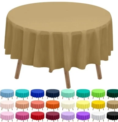 Paquete de 4 manteles de plástico dorado desechables 84 pulgadas círculo nupcial... Foto 1 de 4