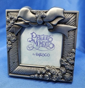 Precious Moments Zinn Mini Bilderrahmen Rose & Schleife Akzent 3 x3 Enesco - Bild 1 von 5