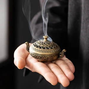 Nepalese-style-brass--metal-aromatherapy-holder-unscented-for-yoga-meditation-* - Zdjęcie 1 z 6