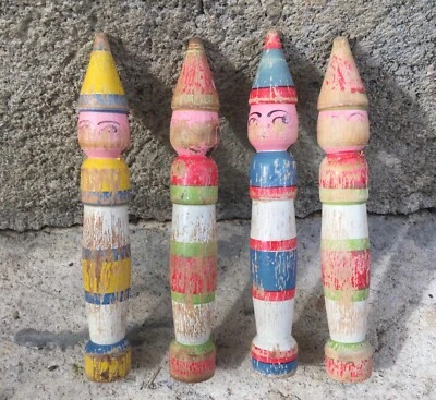 ANCIEN JEU DE QUILLES EN BOIS années 30/40 lot de 4« CLOWN » COLLECTION RARE ** - Photo 1/4