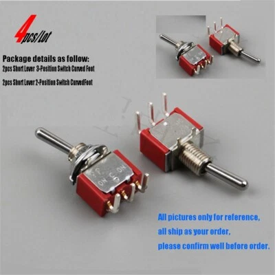4Pcs Good 3/2 Position Switch Curved 3-Foot MTS-102-C3-MO-11mm for Toy Car Drone - Image 1 of 4