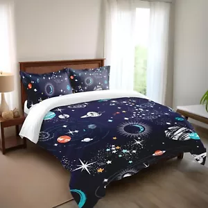 Galaxy Space Comforter Set Queen Size for Kids Teens Universe Adventure Stars... - Picture 1 of 6