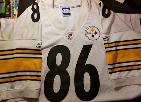 Hines Ward Jersey white Adult Size 60 Sewn Used. Please Read descrption Cover