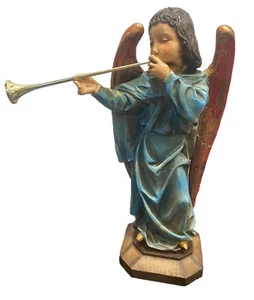 1972 Universal Statuary 17” Angel Playing TrumpetHand Painted Signed #206 Statue - Picture 1 of 12