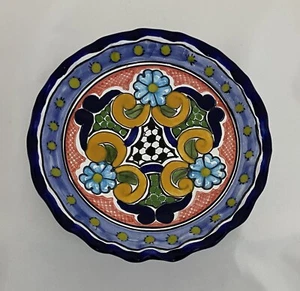 2007 La Antigua Pue. Mex Z. Costa Maya Mexico Scalloped Talavera Plate 6.5” - Picture 1 of 2