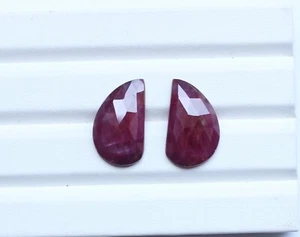 Rubin Edelstein, natürlicher roter Rubin Rosenschliff facettierter Cabochon Lot, 14 x 23 mm ct.31 - Bild 1 von 4