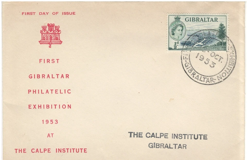 GIBRALTAR Illustrated FDC COVER QEII - PHILATELIC EXHIBITION 1953  LOT (BCL 120) - Image 1 of 1
