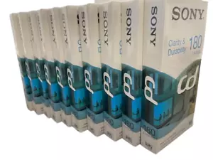 Pack of 10 - NEW Sony VHS Cassettes E-180CDG Clarity & Durability 180 3 Hours - Picture 1 of 5