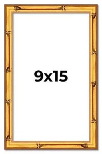 9x15 Frame Gold Bamboo Solid Wood Picture Frame | 1 Inch Moulding Width | Interi - Picture 1 of 10