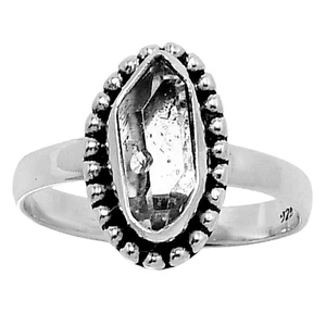Diamante Herkimer Premium - Anillo de plata esterlina 925 EE. UU. s.8 joyería R-1071 - Imagen 1 de 5