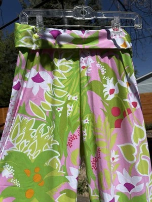 Trina Turk Floral Green & Pink Wide Leg Swimsuit Beach Coverup Pants Women’s Med - Image 1 of 4