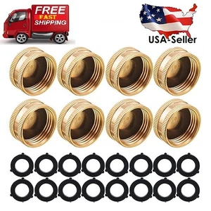 NEW Garden Hose End Caps with Washers Brass Fix Leaky Spigot Cap Set 3/4" Female - Picture 1 of 8