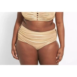 Lane Bryant Cacique Ribbed Ruched Strappy Side Swim Brief 26 - Picture 1 of 3