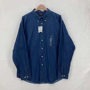 Vintage Dockers Hemd Herren XL Denim Chambray Langarm Button Down Relaxed Neu mit Etikett - Bild 1 von 13