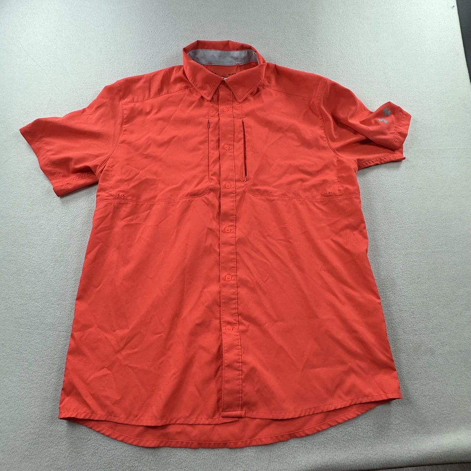 Under Armour Shirt Mens Large Red Tide Chaser 2.0 Button Down Loose Fish - Image 1 of 4