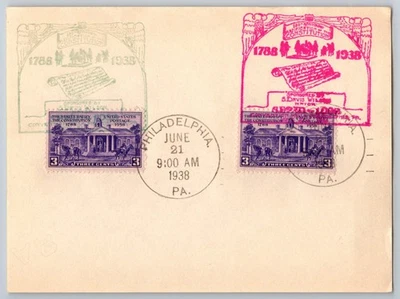 #835 States Ratify Consitution FDC Davis Wilson Mayor RS Cachets - Image 1 of 2