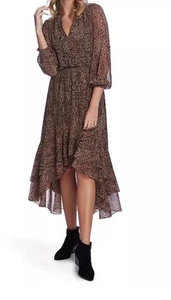 NEW 1 STATE Leopard Split Collar High Low Maxi Dress Size Medium - Picture 1 of 14