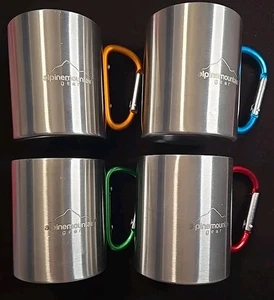 Stainless Steel Carabiner Coffee Mug Set Camping Backpacking Lot Of 4 - Picture 1 of 6