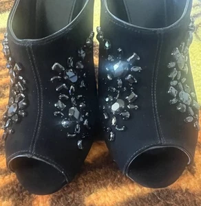 Michael Kors Sandale schwarz Plateau Heels Peeptoe schwarz 10 M / 41 Perlen - Bild 1 von 14