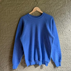 Vintage 90s Basic Blue Fruit Of The Loom Crewneck Sweatshirt - Picture 1 of 4